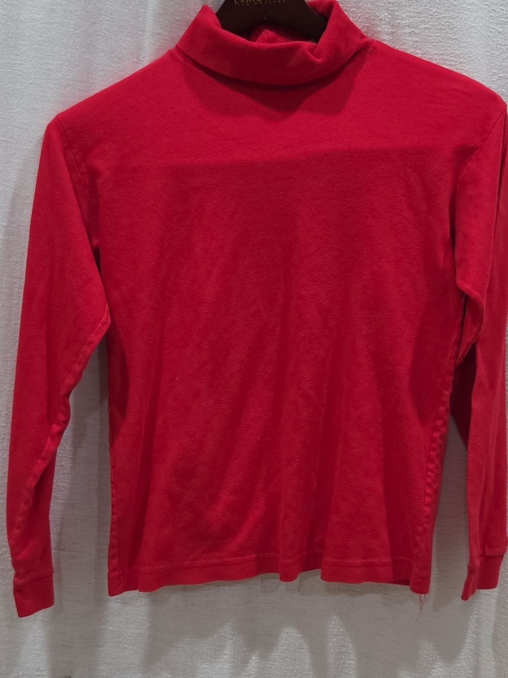 Mixed Blues Women’s Red Solid Cotton Knit Turtleneck Long Sleeve Top S